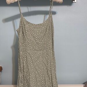 Brandy Melville Sage Green Floral Dress with Spaghetti Straps
